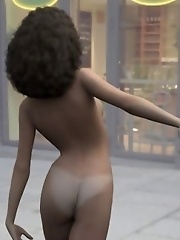 Nude toon babe teasing in public